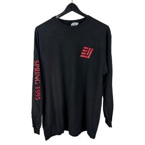 Vintage 1995 Spring Long Sleeve Single Stitch Night Life Graphic Shirt Size L